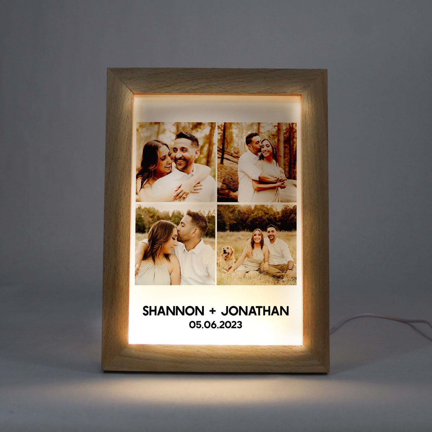 Night Light Photo Frame with Warm Light | Heart