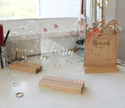 Personalized Jewelry Stands | Yellow Stepped