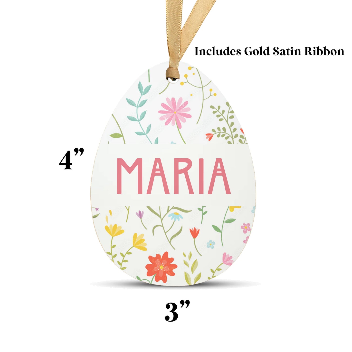Personalized Easter Basket Name Tag | Flowers Illustration
