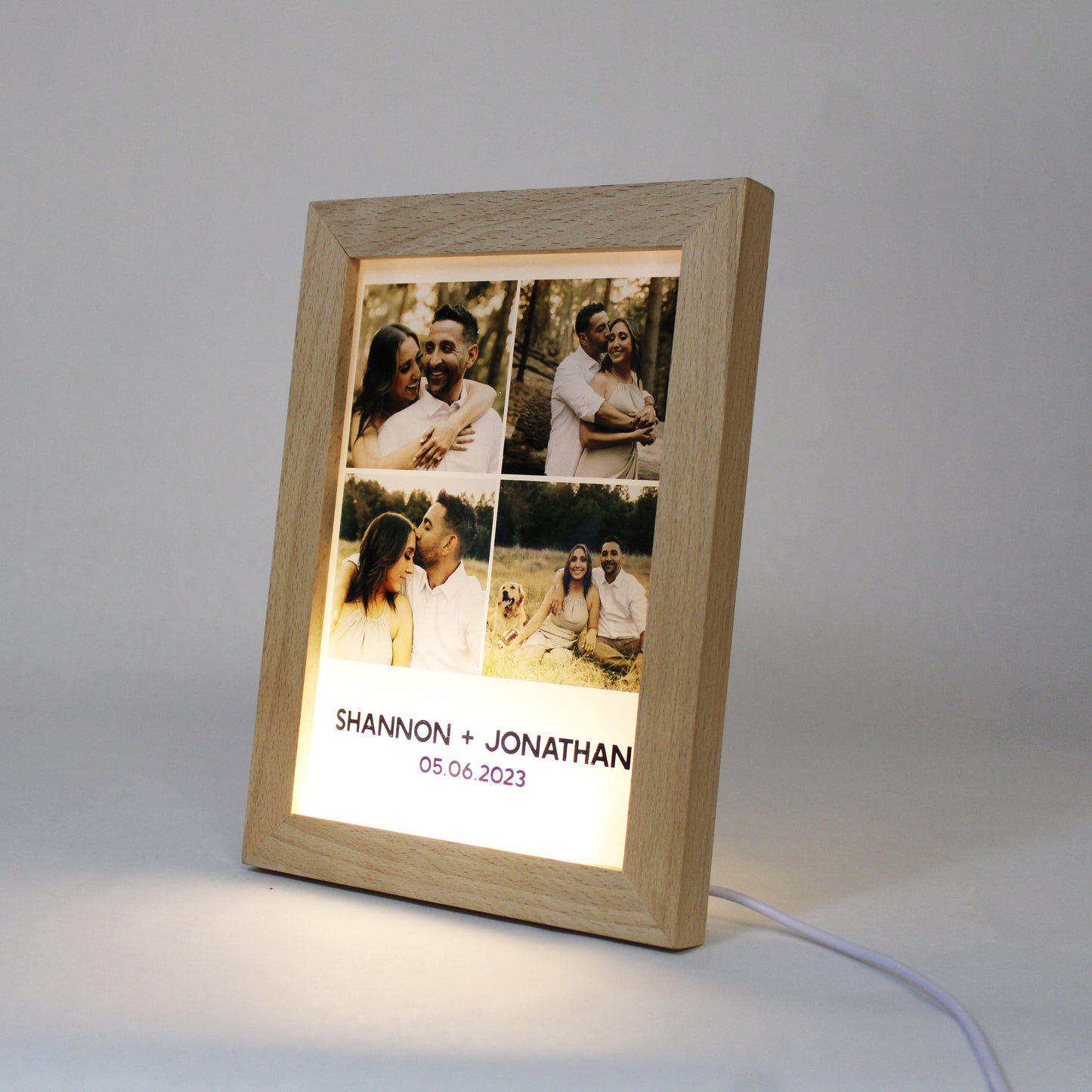 Night Light Photo Frame with Warm Light | Heart