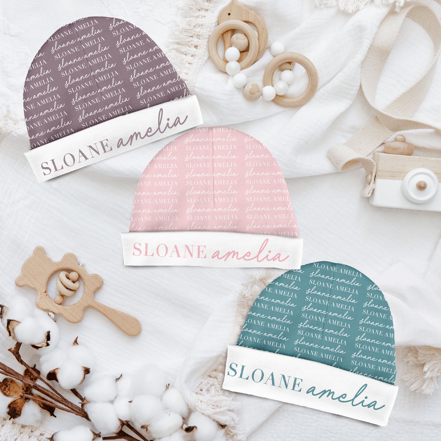 Personalized Baby Beanie | Script Pattern