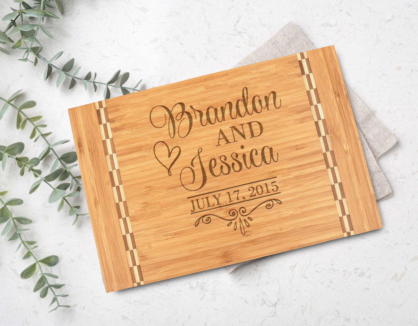 Personalized Cutting Board | Bamboo 15" x 10" Checkered