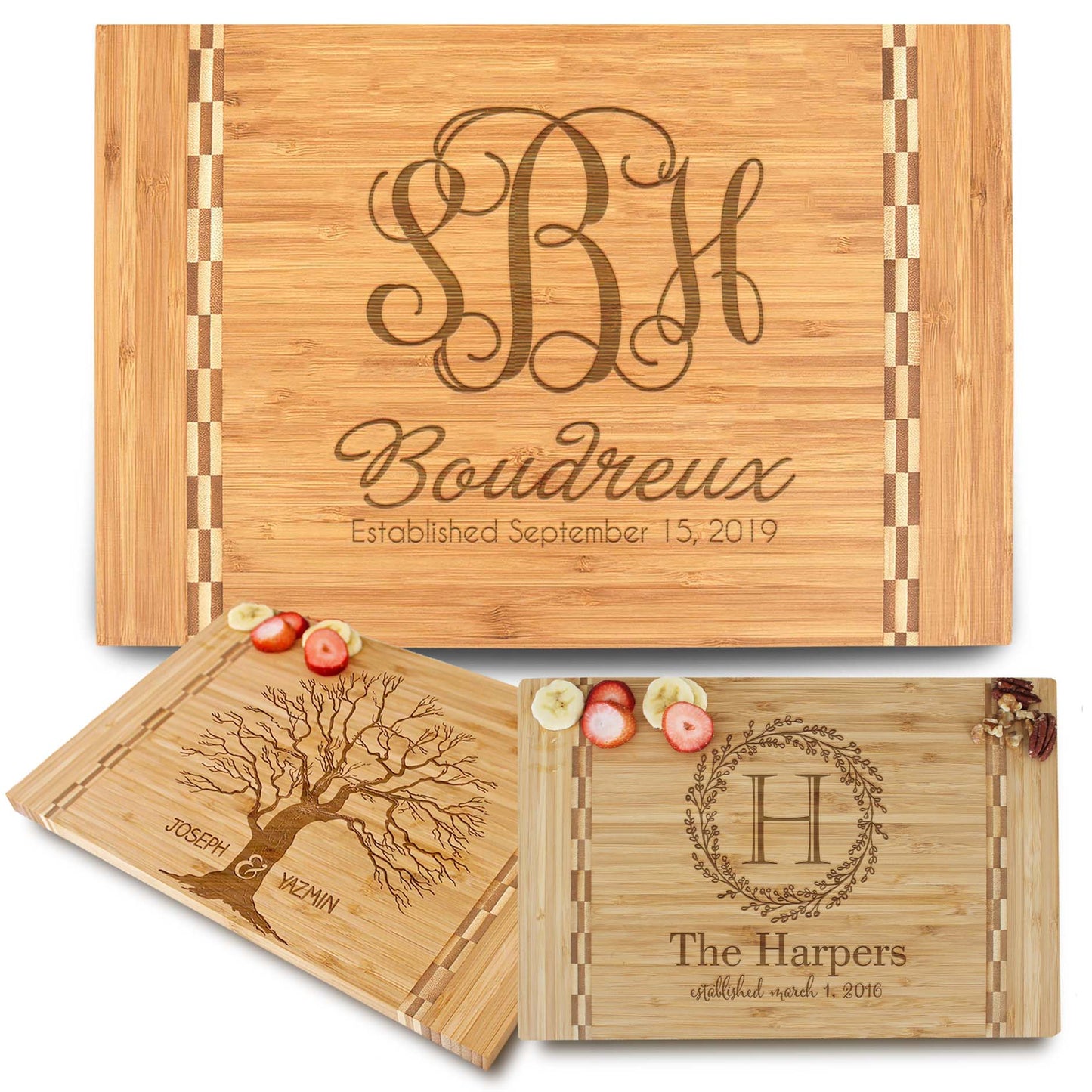 Personalized Cutting Board | Bamboo 15" x 10" Checkered