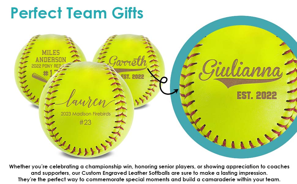 Personalized Leather Softball | Patricia