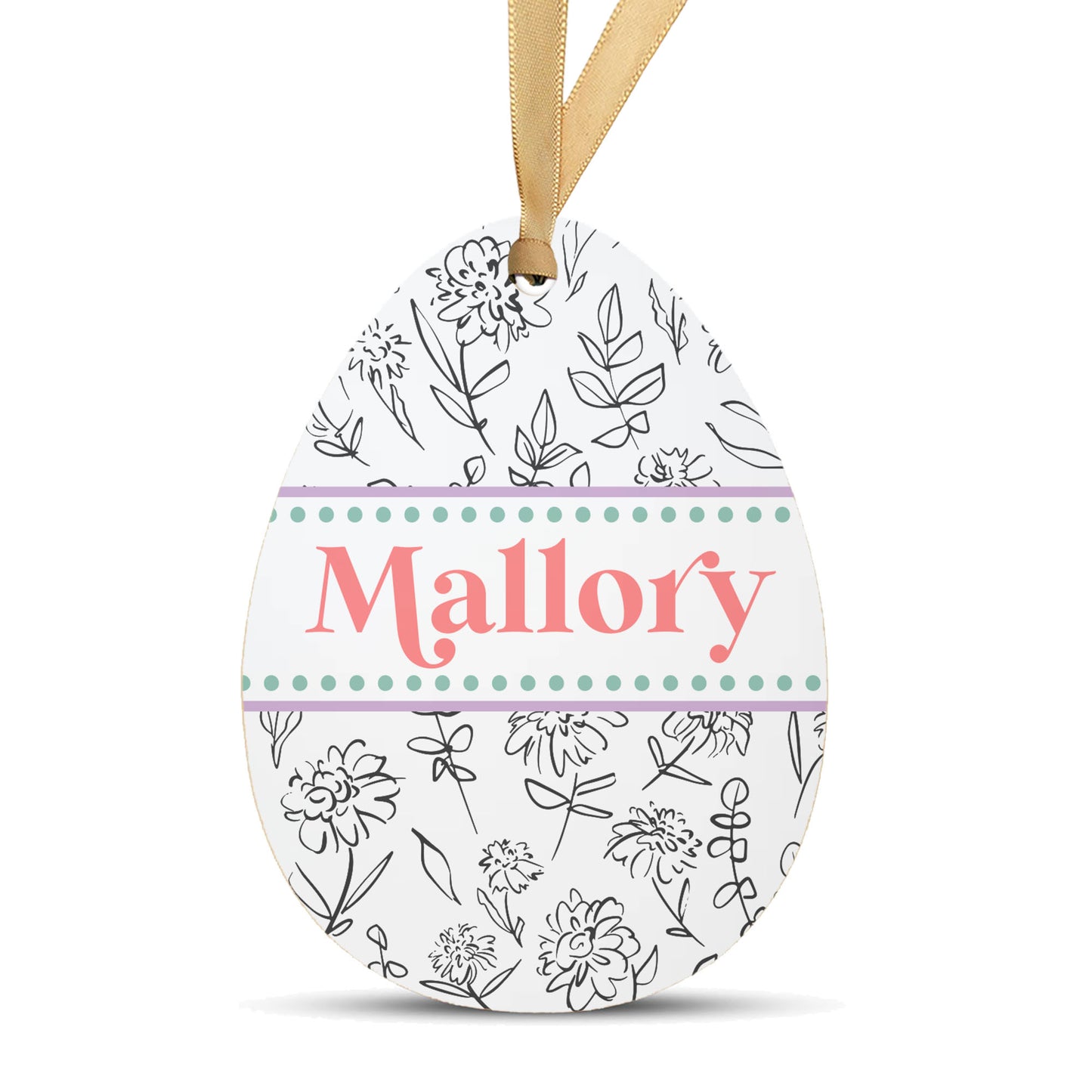 Personalized Easter Basket Name Tag | Flowers Illustration