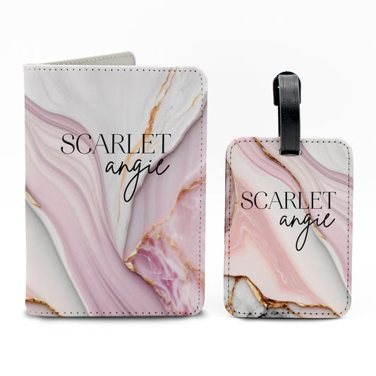 Personalized Travel Set Full Color | White Marble