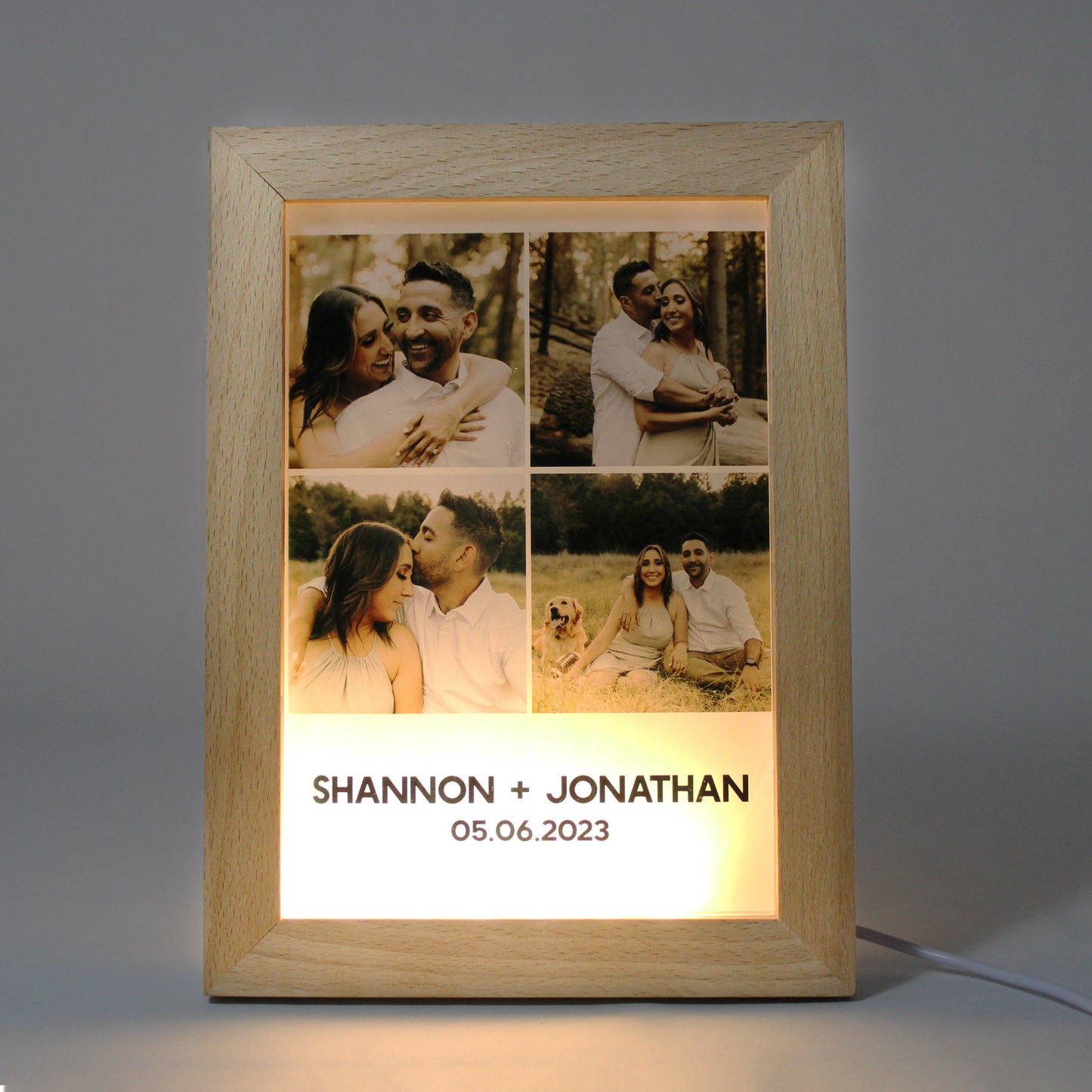 Night Light Photo Frame with Warm Light | Heart