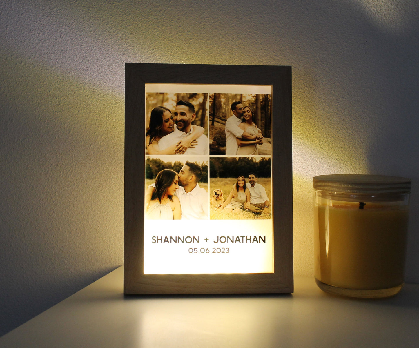 Night Light Photo Frame with Warm Light | Heart