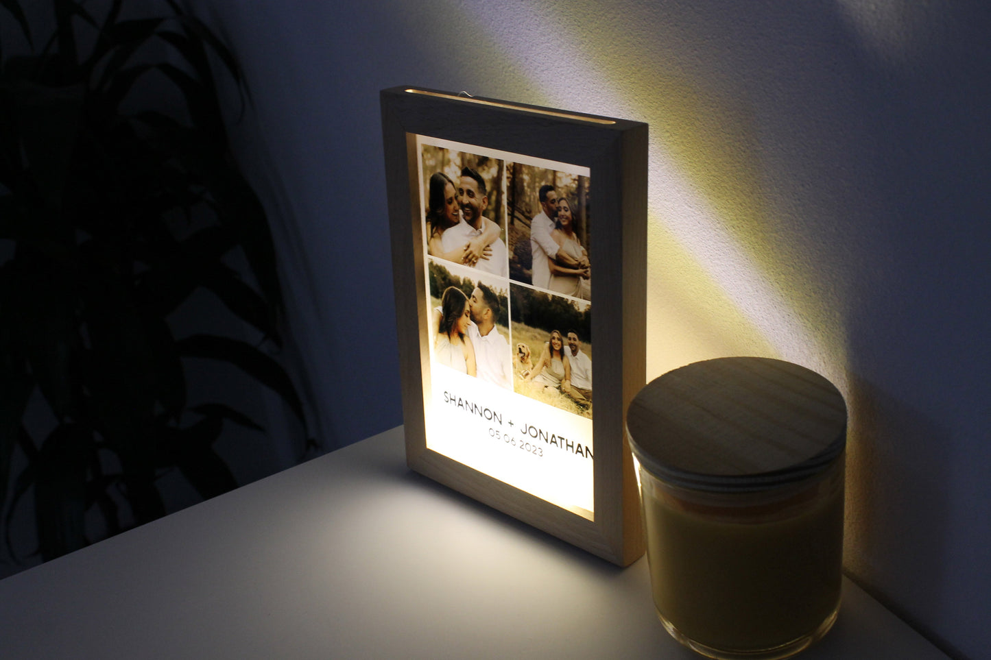 Night Light Photo Frame with Warm Light | Heart