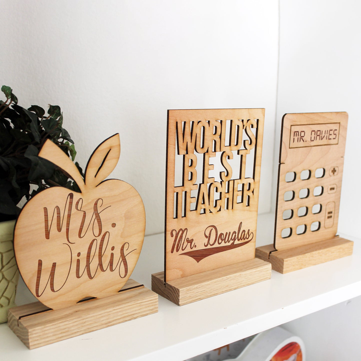 Wood Teacher Desk Sign | Mrs. Willis Apple