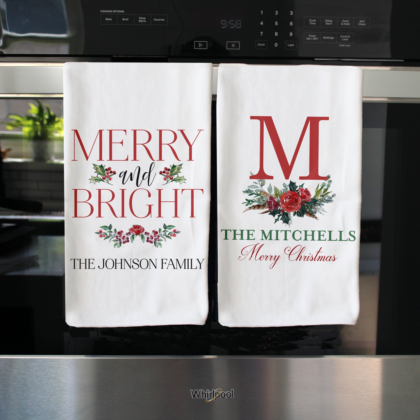 Personalized Christmas Towels | S Monogram